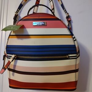 kate spade Multi-Color Striped Mini Backpack with Gold Hardware